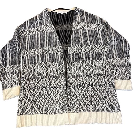 Gerard Darel PARIS Cardigan Womens 1 Open Front Fringe Knit Aztec Geometric - Picture 1 of 10